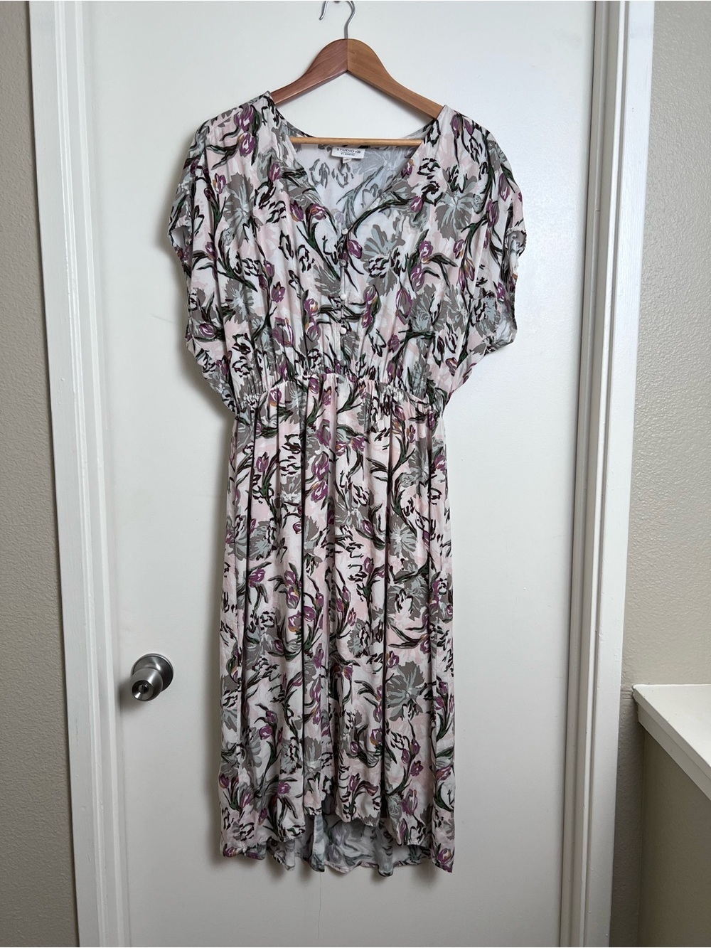 Studio B by Bobeau Floral flowy Midi Dress Large Boho Cottagecore